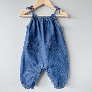 Gap Baby jumpsuit romper 3-6m dark wash with embroidered polka dots baby